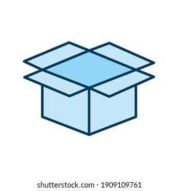 open blue packing box on a white background vector illustration design