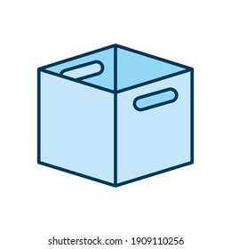 offene blaue Packbox auf weißem Hintergrund, Vektorgrafik-Design