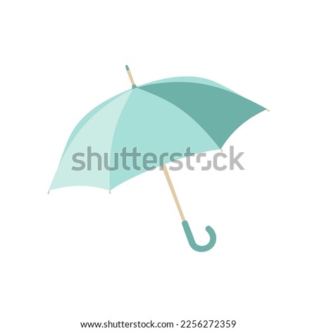 Open blue umbrella vector illustration. Cartoon drawing of cute parasol for autumn, summer or sunshade on white background. Weather, accessories, climate concept