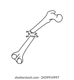 Open bone fracture line icon. Vector isolated element. Editable stroke.