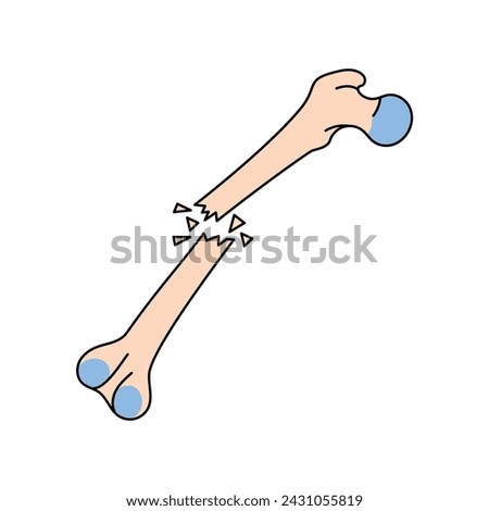 Open bone fracture line icon. Vector isolated element. Editable stroke.