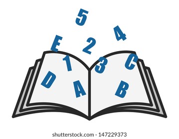 Open Book with Alphabets and Numbers - Office Vectors