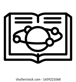 Open book of astronomy icon. Outline open book of astronomy vector icon for web design isolated on white background