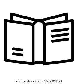 Open book back view icon. Outline open book back view vector icon for web design isolated on white background
