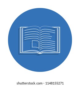 open book badge icon. Element of education for mobile concept and web apps icon. Thin line icon with shadow in badge for website design and development, app development on white background