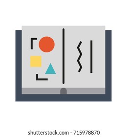 open book with basic shapes icon image 