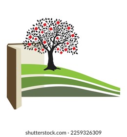open book with beautiful tree