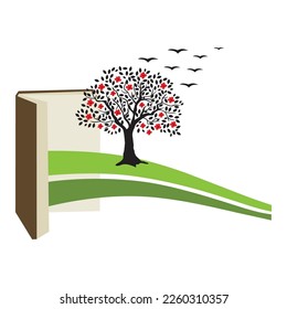 open book with beautiful tree