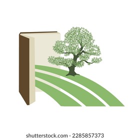 libro abierto con un árbol hermoso