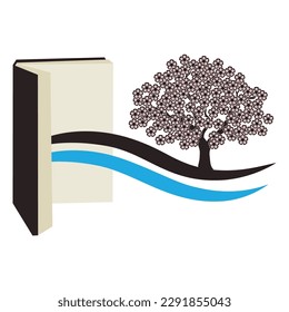 open book with beautiful tree