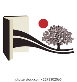 open book with beautiful tree