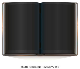 Open book with black blank sheet of page vector illustration isolated on white