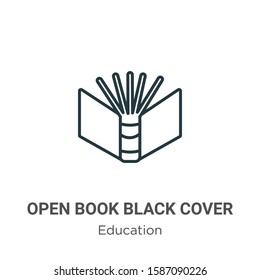 Open book black cover outline vector icon. Thin line black open book black cover icon, flat vector simple element illustration from editable education concept isolated on white background