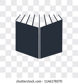 Open book black cover vector icon isolated on transparent background, Open book black cover logo concept