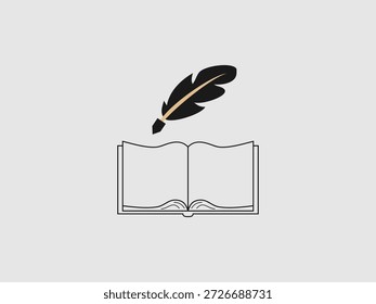 Un libro abierto con un bolígrafo de plumas negro