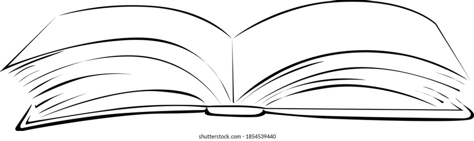 Open Book - Black Line Illustration Vector Sketch