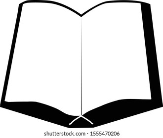 Open book black silhouette. Vector illustration on isolated background.