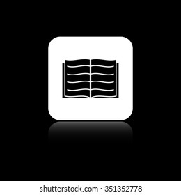 Open book - black vector icon on the white button