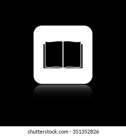Open book - black vector icon on the white button