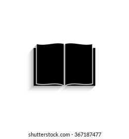 Open book - black vector icon  with shadow