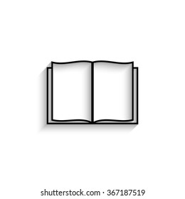 Open book - black vector  icon with shadow