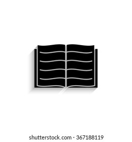 Open book - black vector  icon with shadow