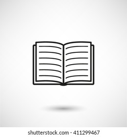 Open book - black vector  icon with shadow