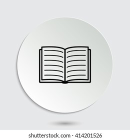 Open book - black vector icon  with shadow