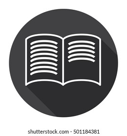 Open Book Black Web Icon Flat Vector Illustration