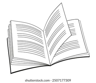 open book black and white  vector illustration