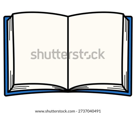 open book with blank pages cartoon style illustration isolated
