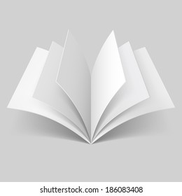 Open book with blank pages isolated on grey background