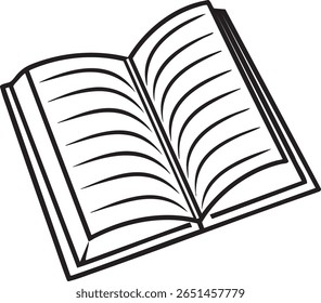 Open book with blank pages and lines isolated on transparent background