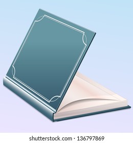 Open book with blank pages template for design layout.