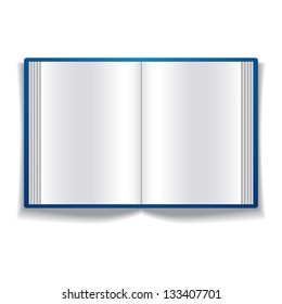 Open book with blank pages vector icon isolated on white background.