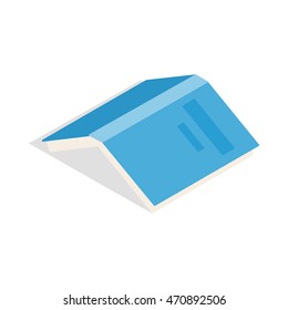 Open book with blue cover icon in isometric 3d style on a white background