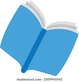 Open book with blue cover, realistic vector illustration for educational concepts