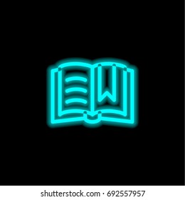 Open book blue glowing neon ui ux icon. Glowing sign logo vector