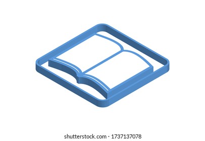 Ilustración de iconos isométricos azul del libro abierto