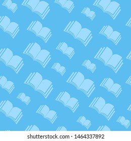 Open book blue pattern. Magazine or library icons isolated on blue background. Vector illustration for web design or digital education