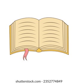 Open book with bookmark. Colorful contour illustration.