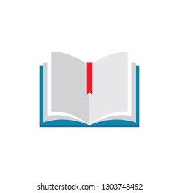Open book with bookmark - concept icon in flat style. Vector illustration. Education graphic design sign. Library creative symbol. 