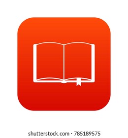 Open book with bookmark icon digital red for any design isolated on white vector illustration