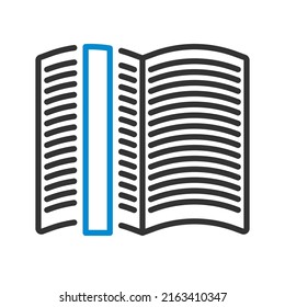 Das Buch mit Lesezeichen-Symbol öffnen. Bearbeitbare, fette Rahmenlinie mit Farbfülldesign. Vektorgrafik.