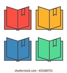 Open book with bookmark icon eps 10