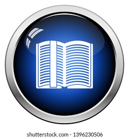 Open Book With Bookmark Icon. Glossy Button Design. Vector Illustration.