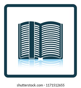 Open book with bookmark icon. Shadow reflection design. Vector illustration.