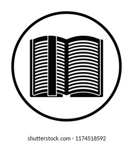 Open book with bookmark icon. Thin circle design. Vector illustration.
