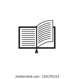 open book with a bookmark illustration. Element of library icon for mobile concept and web apps. Detailed open book with a bookmark icon can be used for web and mobile on white background