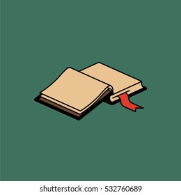 Open book with a bookmark Minimalistic Flat Line Color Stroke Icon Pictogram Illustration